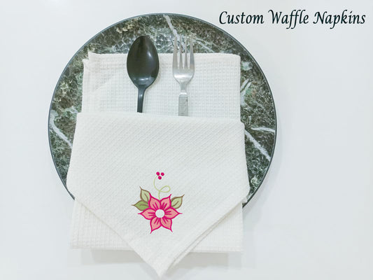 Hemstitched Embroidery Waffle Napkins