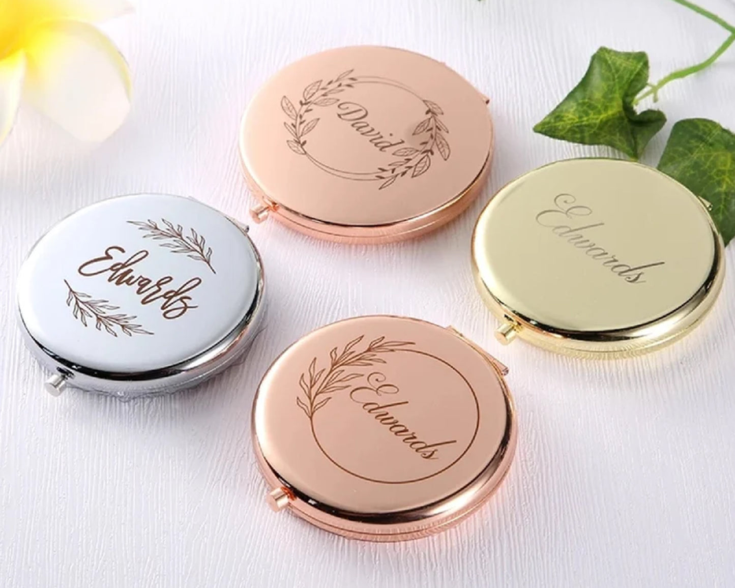 Engraved Metal Pocket Mirror