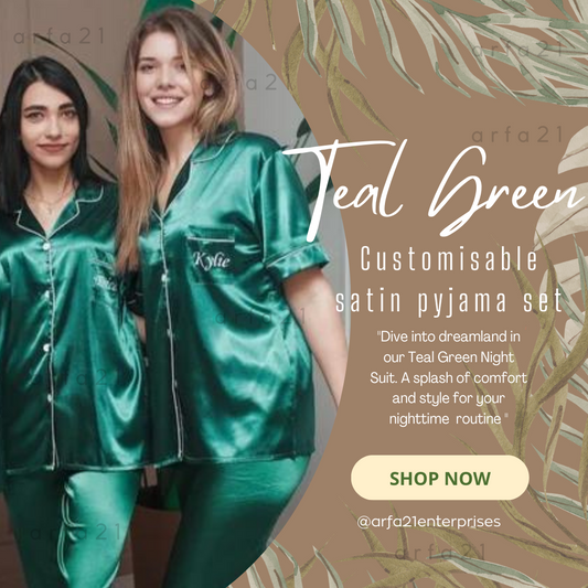 Emerald Green Satin Pajama Set