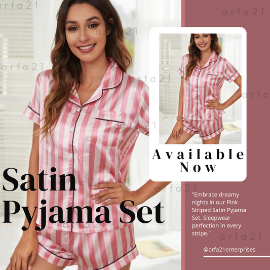 Striped Satin Short Pyjama Sets