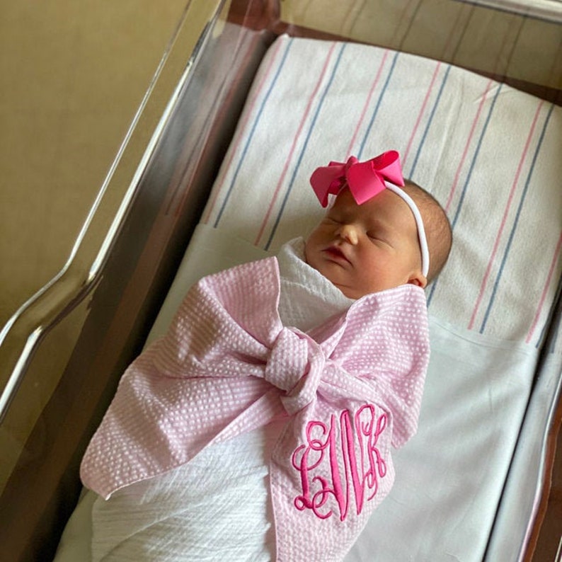 Seersucker Baby Bow Sash