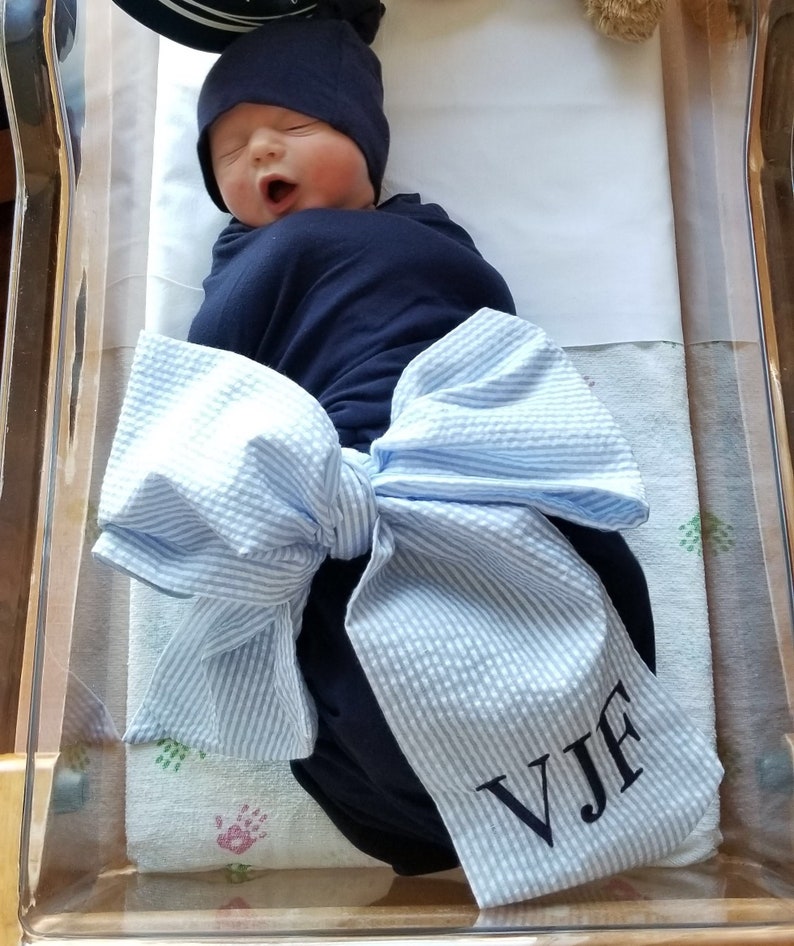 Seersucker Baby Bow Sash