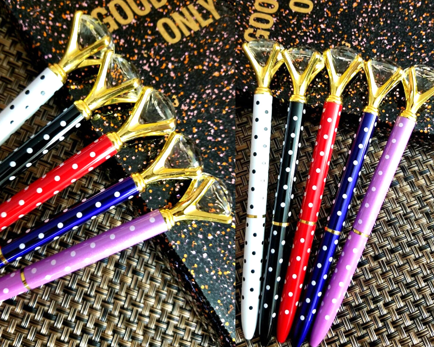 Engraved Diamond Pens with Polka Dot