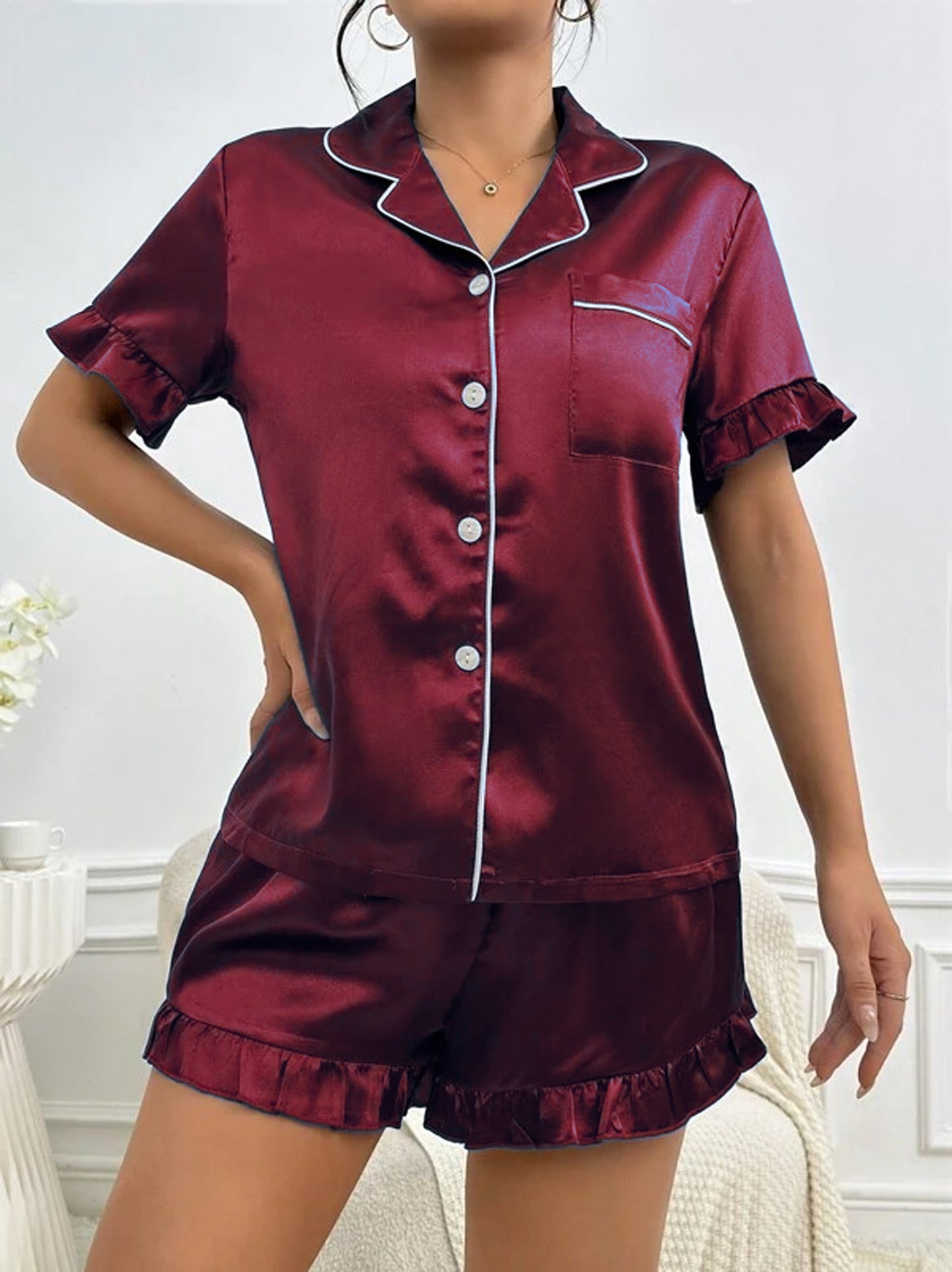 Bridesmaid Ruffle Short Pajamas Set