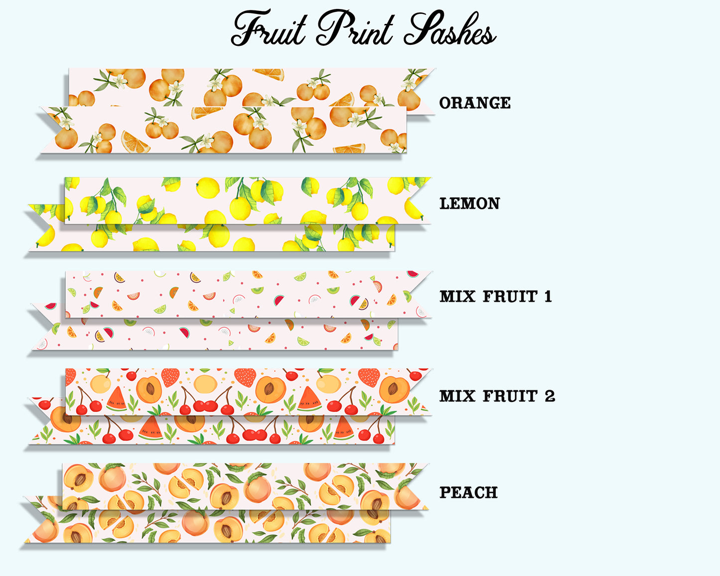 Theme Sash with Fruit Printed Designs