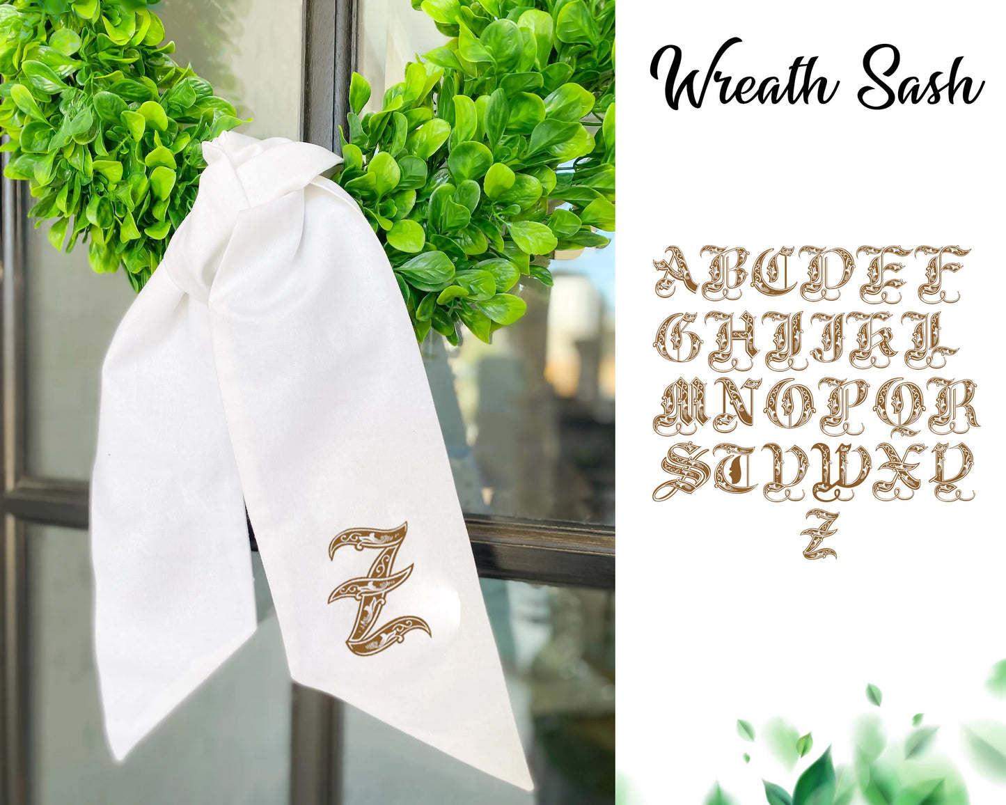 Monogram Wreath Sash