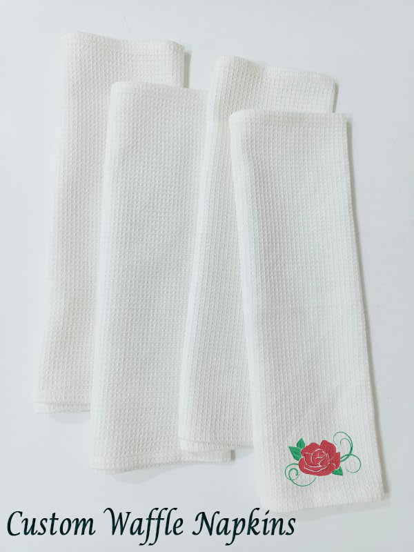 Hemstitched Embroidery Waffle Napkins