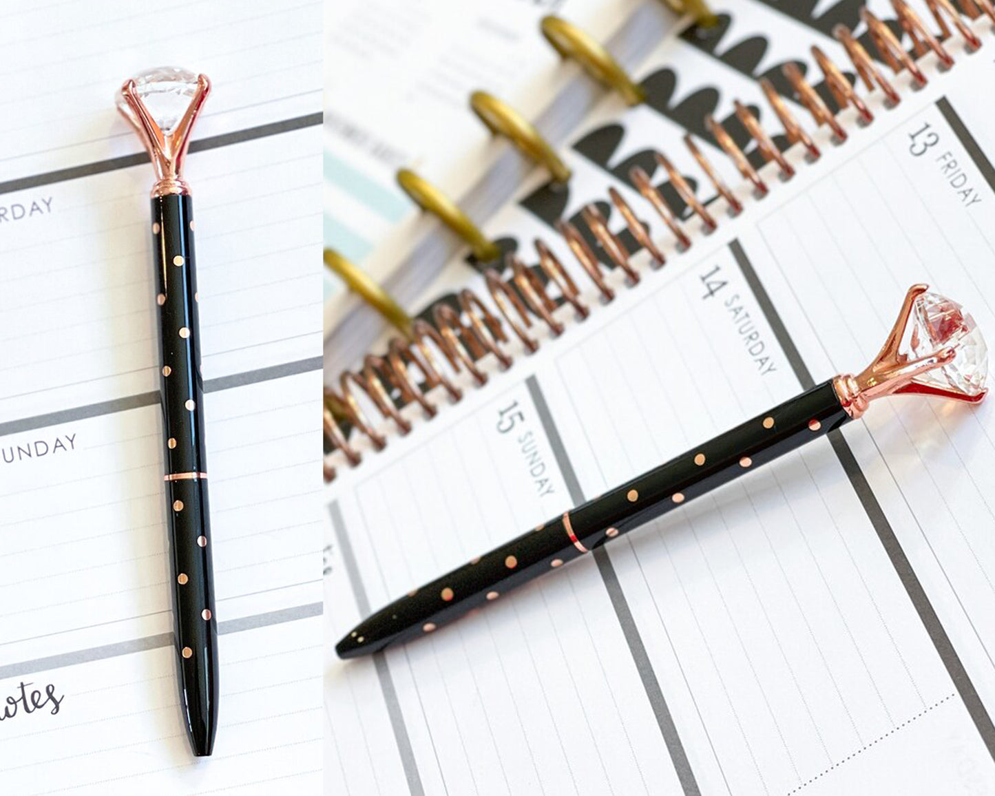 Engraved Diamond Pens with Polka Dot