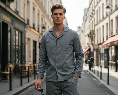 Men’s Cotton Long Pajama Set – Comfortable Lightweight Sleep & Lounge Wear
