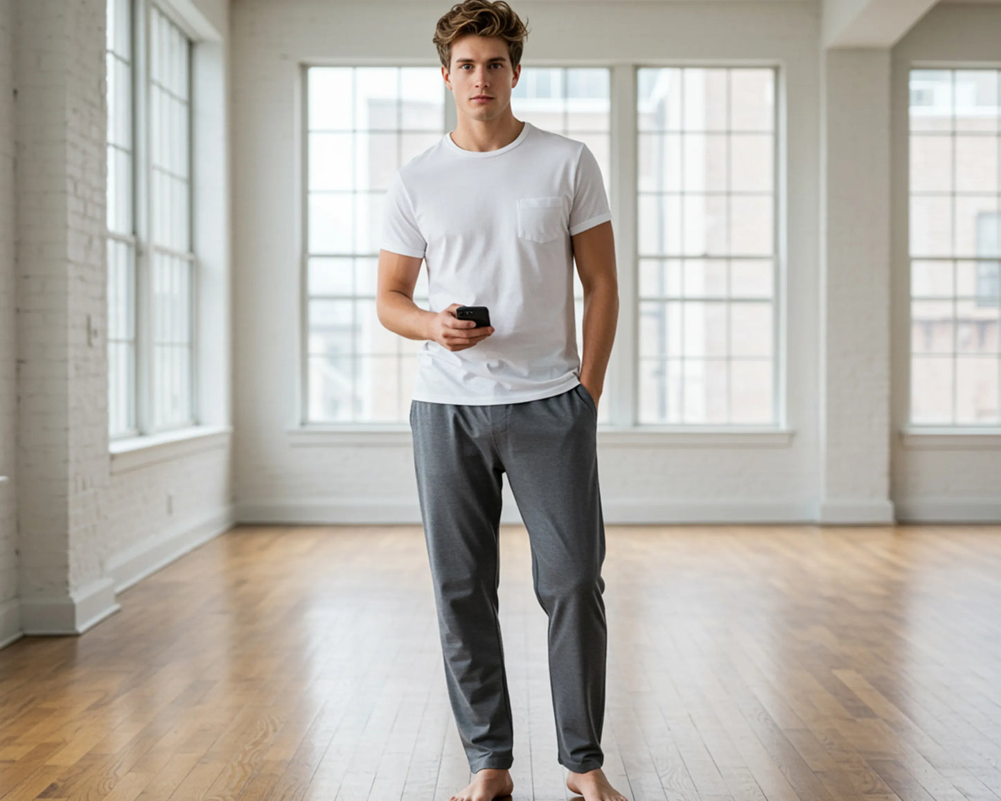 Men’s Cotton Long Pants – Soft Breathable Full Length Casual Comfort