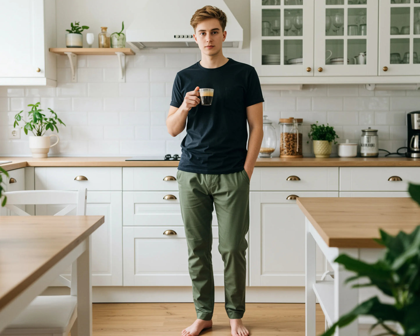 Men’s Cotton Long Pants – Soft Breathable Full Length Casual Comfort