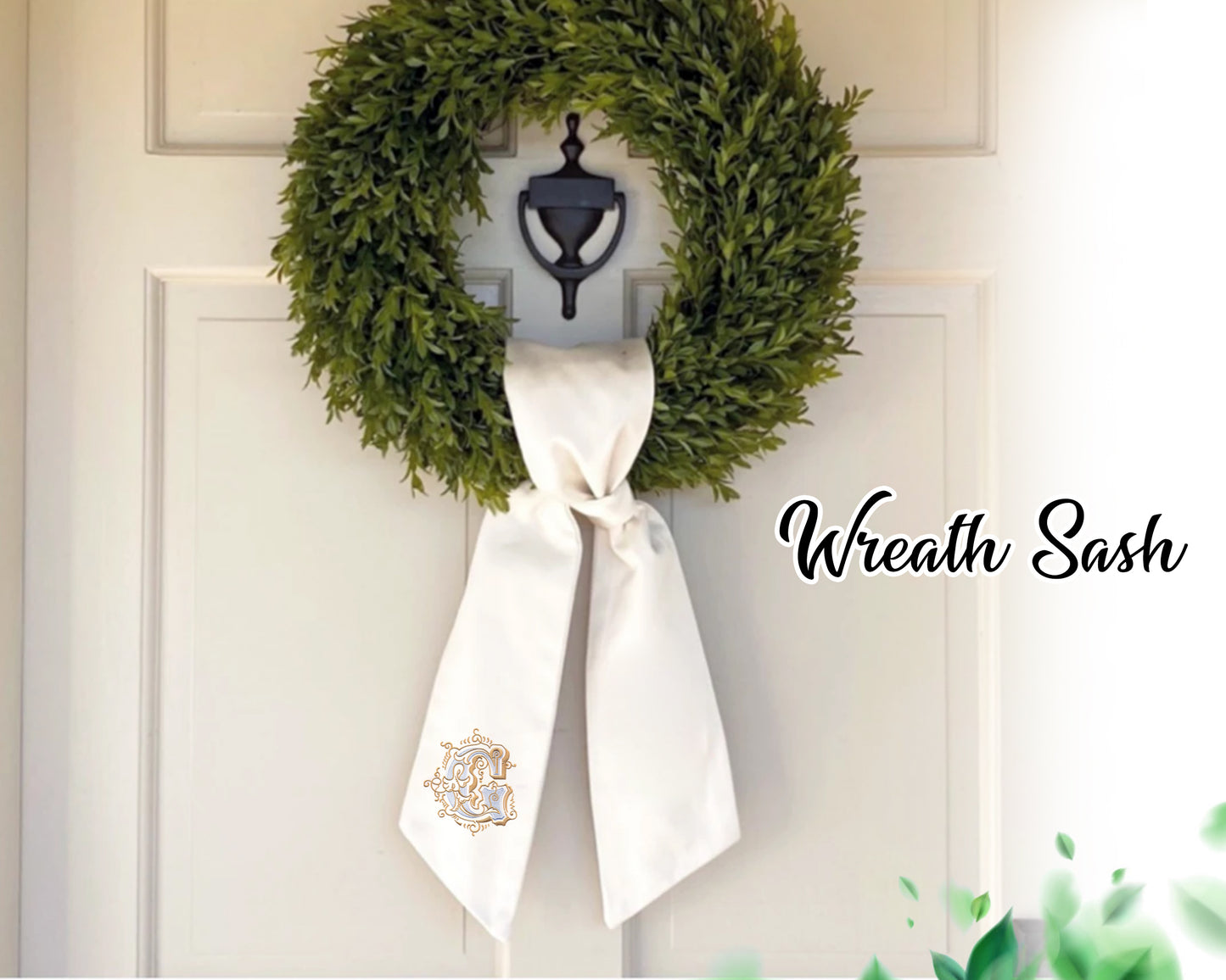 Monogram Wreath Sash