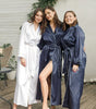 Long Satin Kimono Robe with contras piping