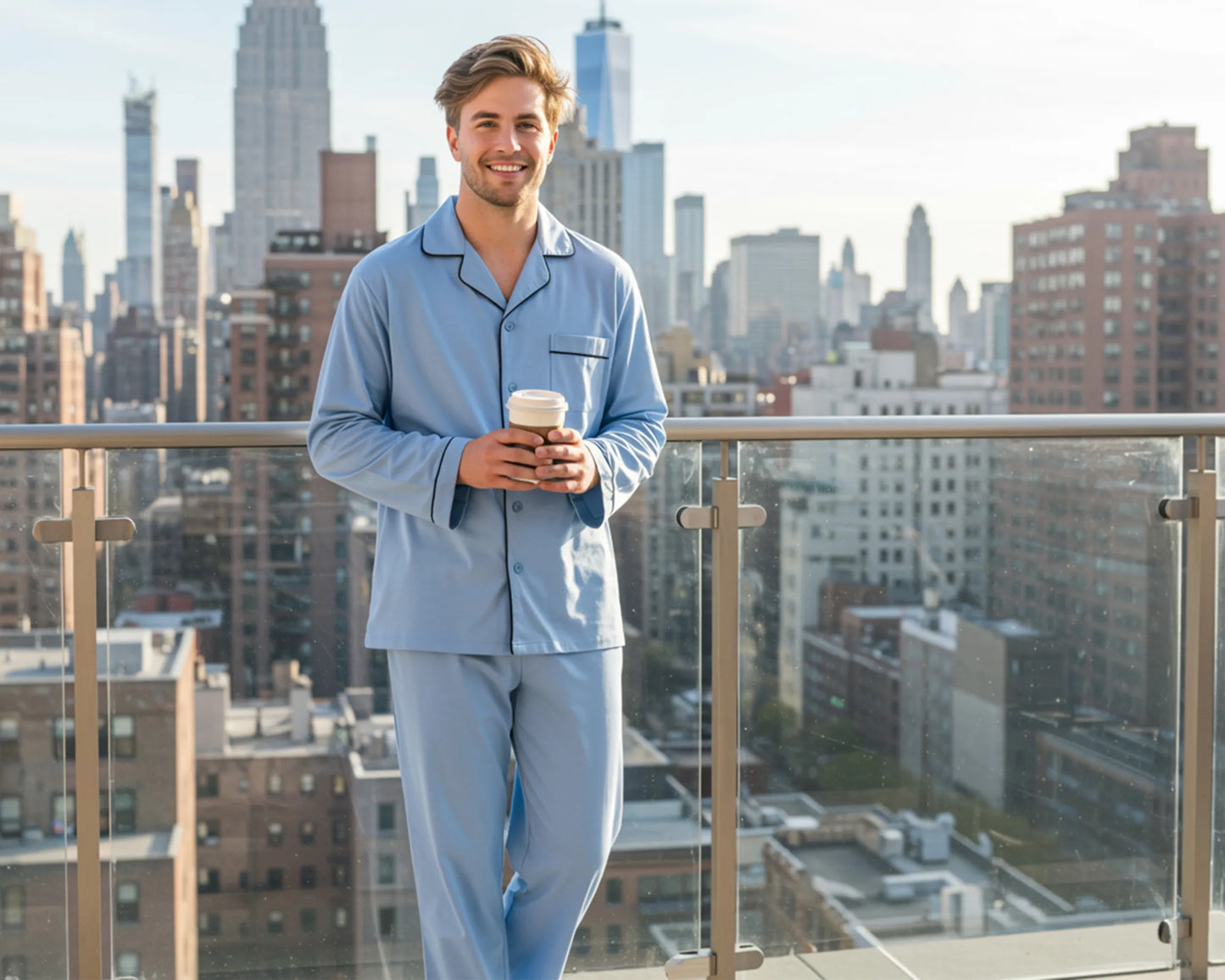 Men’s Cotton Long Pajama Set – Comfortable Lightweight Sleep & Lounge Wear