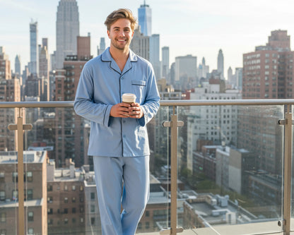 Men’s Cotton Long Pajama Set – Comfortable Lightweight Sleep & Lounge Wear