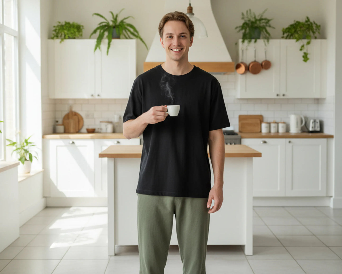 Men’s Cotton Long Pants – Soft Breathable Full Length Casual Comfort