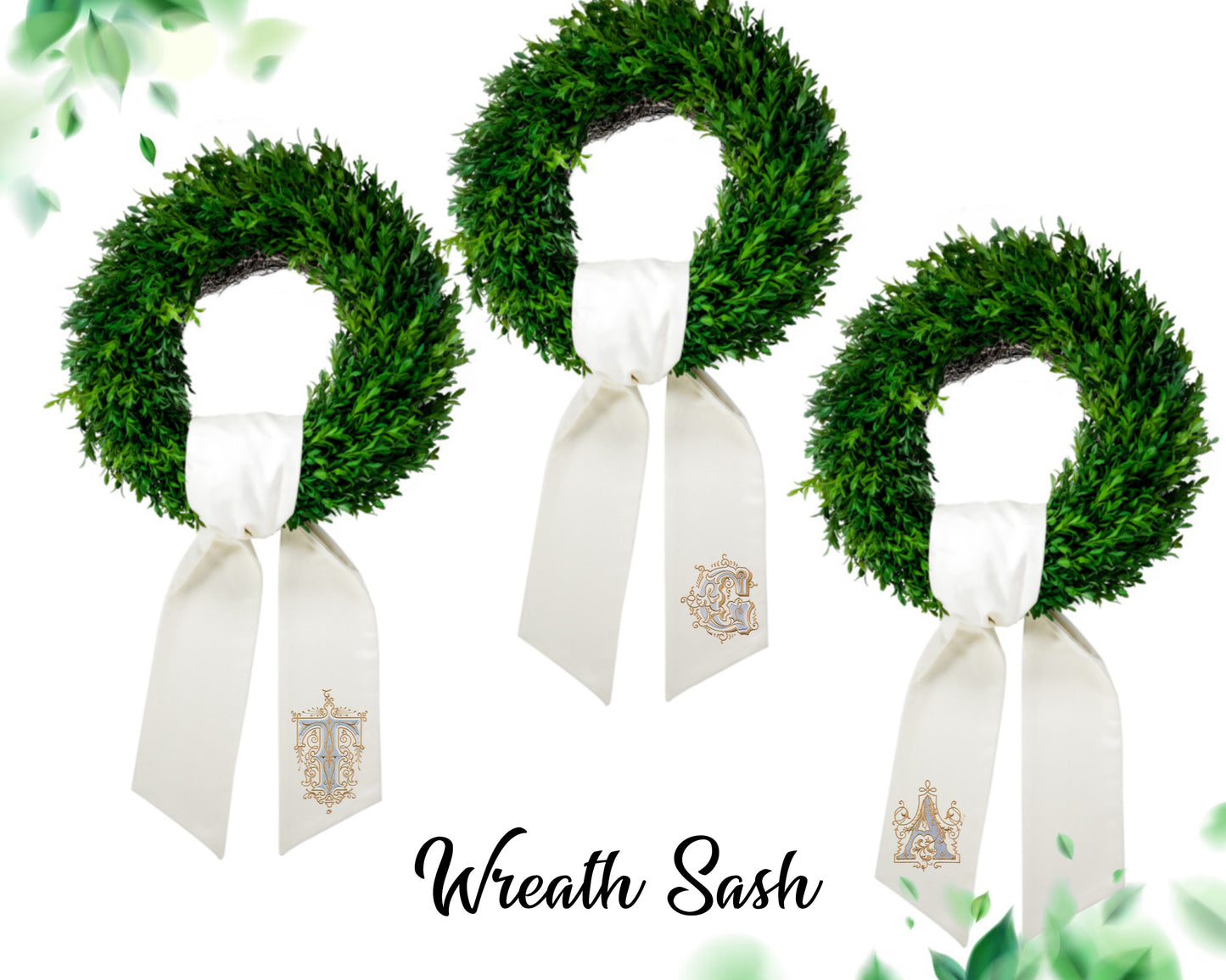 Monogram Wreath Sash