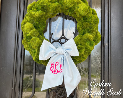 Boxwood Wreath Embroidered Sash