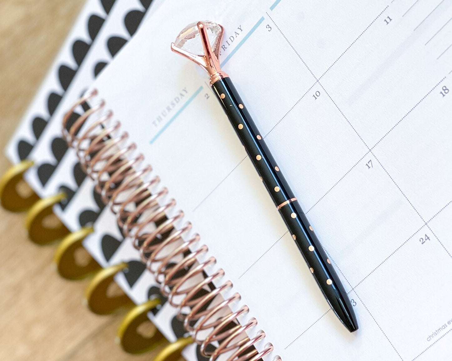 Engraved Diamond Pens with Polka Dot