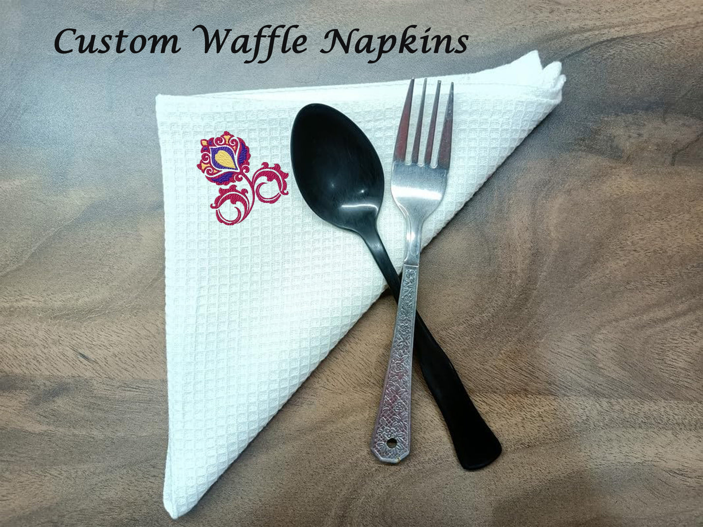 Hemstitched Embroidery Waffle Napkins