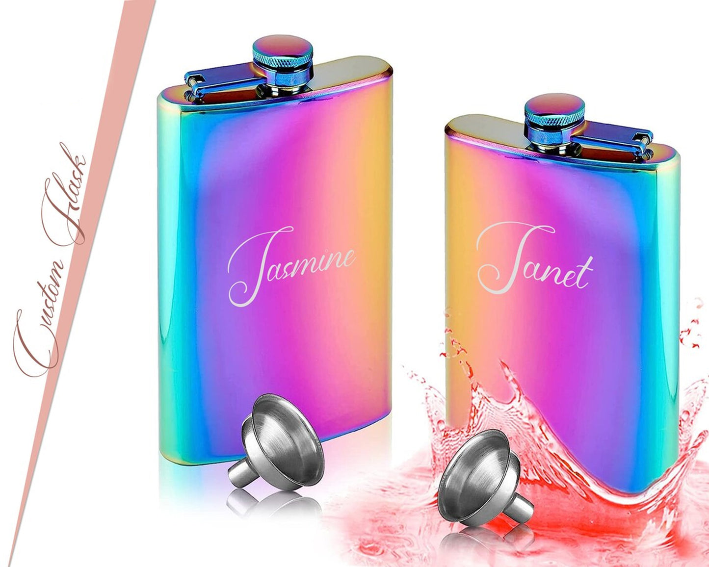 Engraved Rainbow Flasks