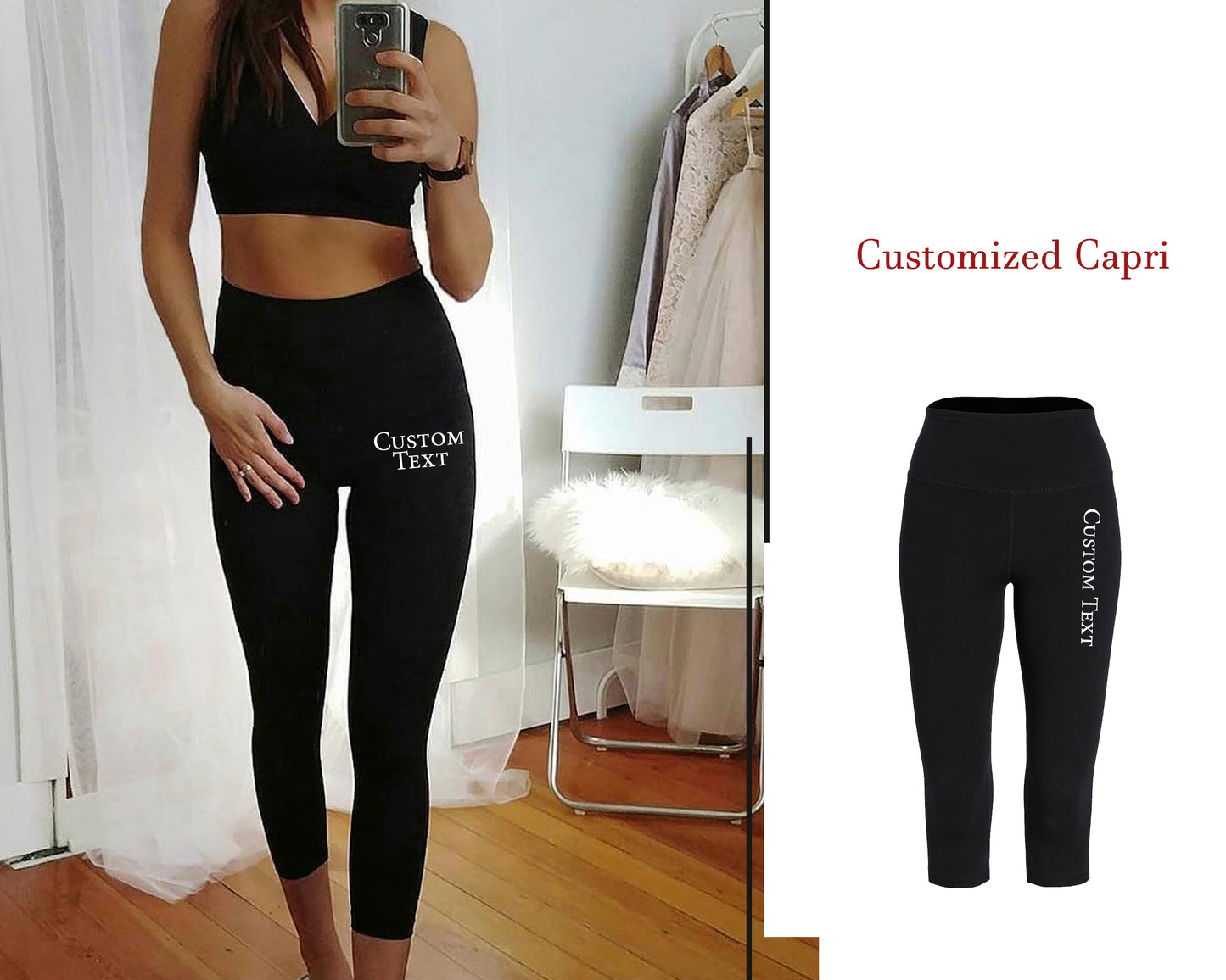 Custom Print Capri Personalized Capri Workout Capri Customize Capri Yoga Capri Gym Capri Gift For Her Capri leggings Exercise Capri