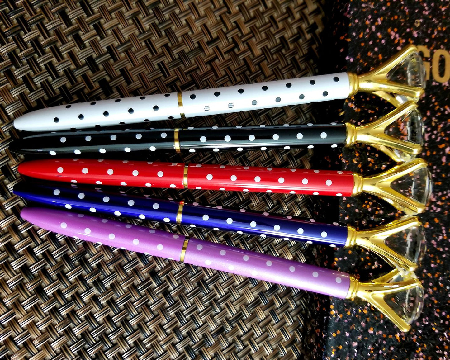 Elegant Diamond Pen with Polka Dot